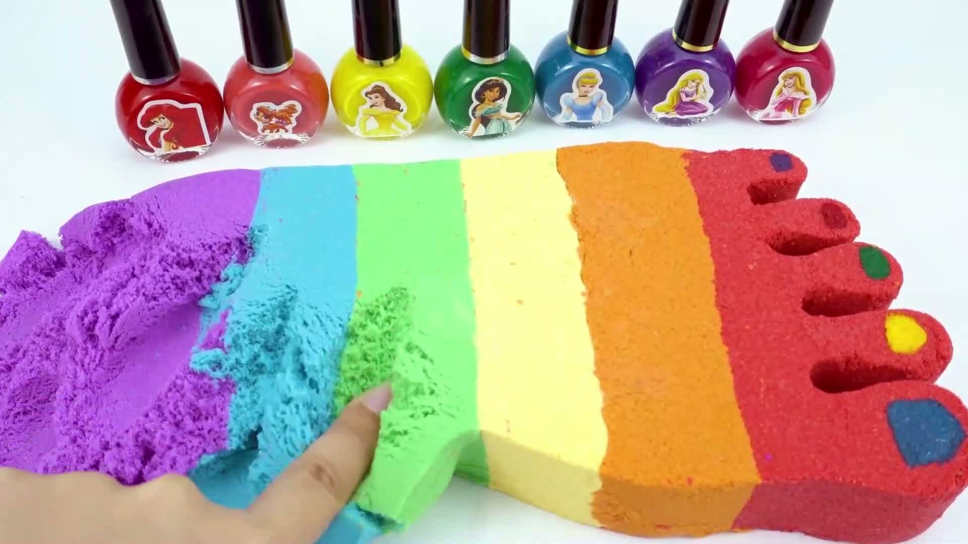 Kinetic Sand Video✨| How to make kinetic sand rainbow foot cutting asmr🌈