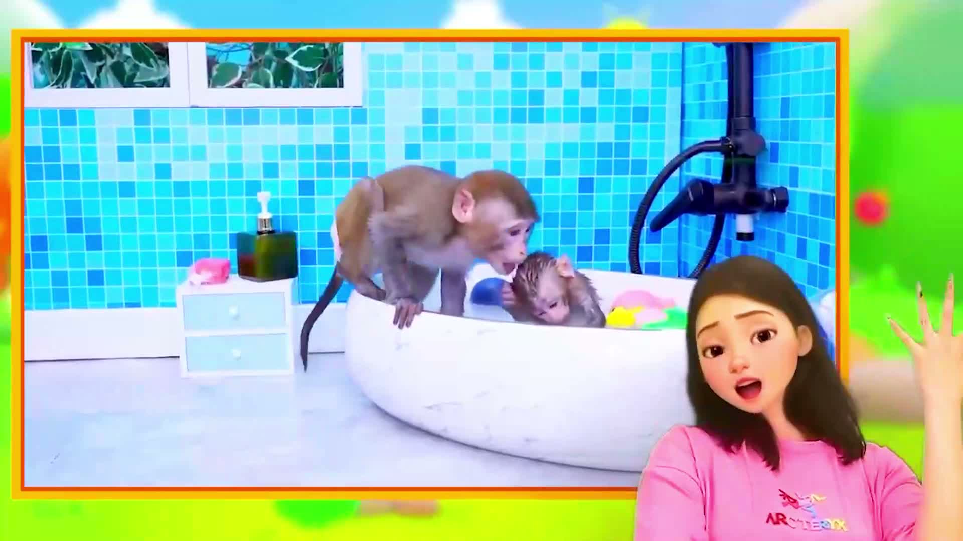 Playtime Video: Monkey Takes a Bath